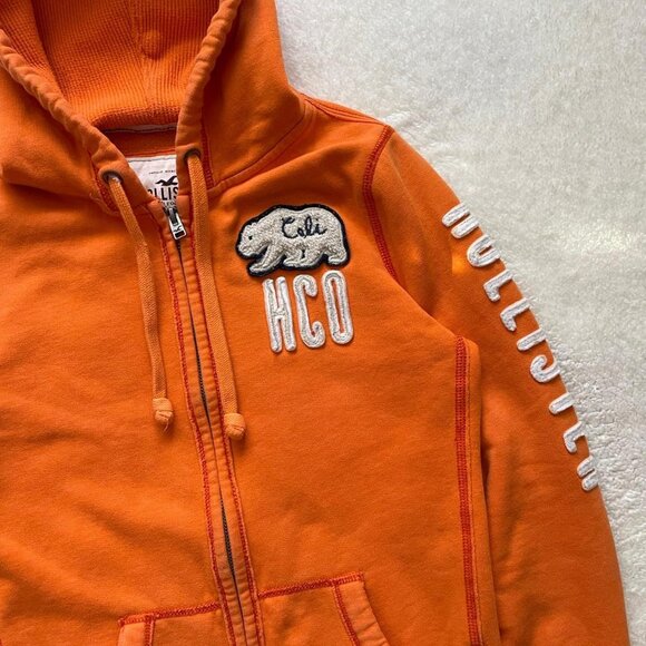 Y2K Orange Hollister Co. Zip Up Hoodie - Picture 2 of 8
